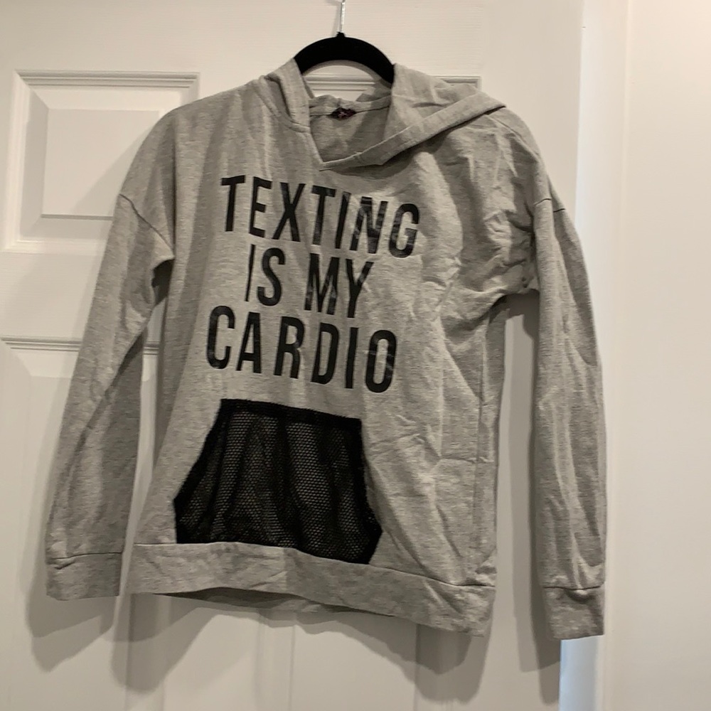 Graphic light hoodie “Texting is my Cardio”